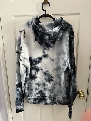 New Champion Galaxy Tie Dye White Hoodie Sweatshirt Men's Medium Black Blue