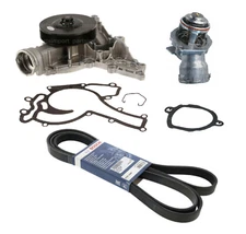 Water Pump + Belt + Coolant Thermostat Assembly Kit for Mercedes C300 (08-12)