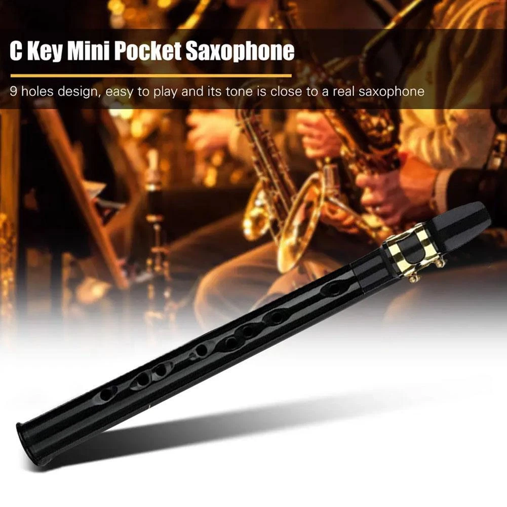 Mini Pocket Saxophone C Key Sax Woodwind Instrument Blac with Carrying Bag  J5M6