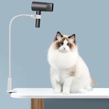 White 360 Degree Rotating Hair Dryer Stand Hands-Free Hair Dryer Stand Holder