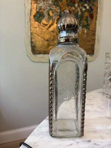 Vtg Georgievskaya Russian Vodka Glass Decanter St George Horse Gold Cap 12"
