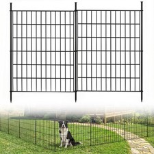 10 Panels No Dig Decorative Outdoor Garden Fence, 40in H x 23.6ft L Rustp...