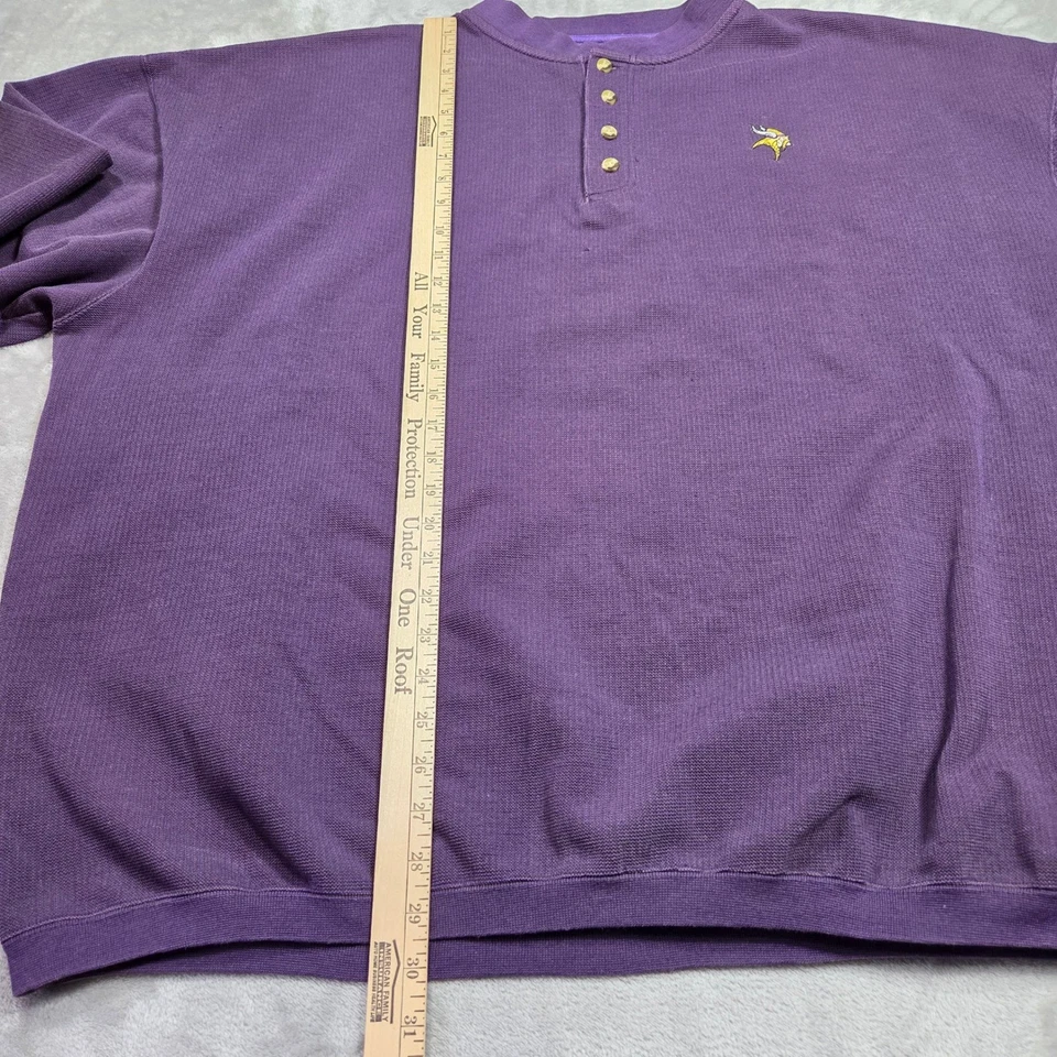 Vtg Cadre Minnesota Vikings Long Sleeve Henley Pullover Shirt XXL NFL Football - Image 3 of 4