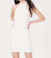 Teeze Me Women White Open-Back Halter Mini Bodycon Dress Juniors Size 3/4