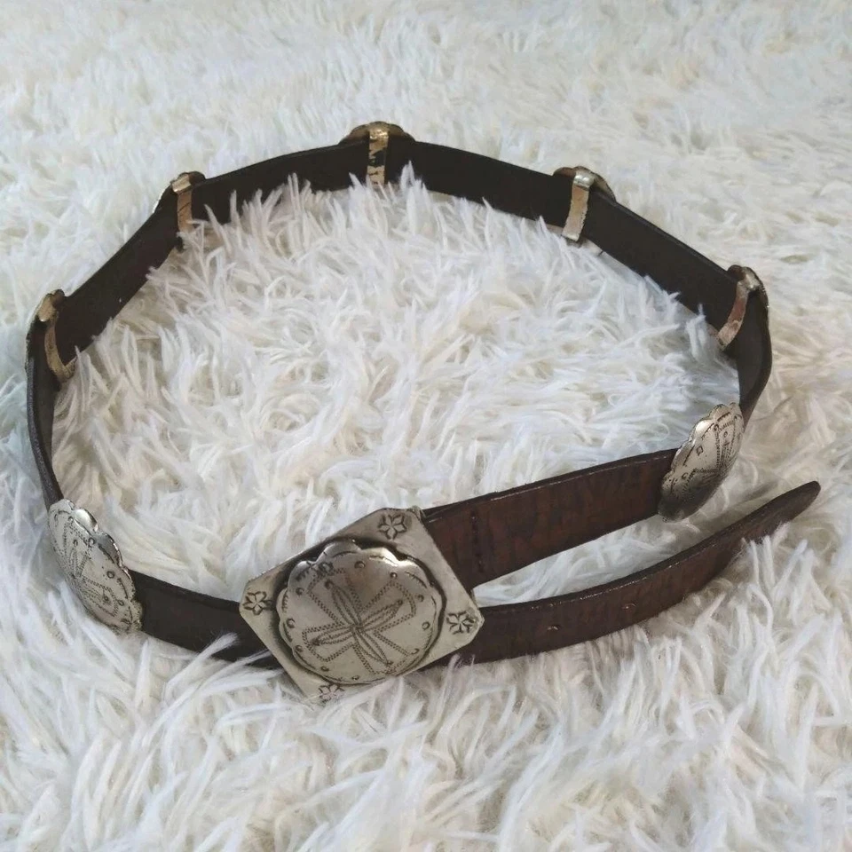 Cinturón Ralph Lauren Vintage Concho Cuero Estilo Navajo Marrón M Usado Bueno Foto 2 de 4