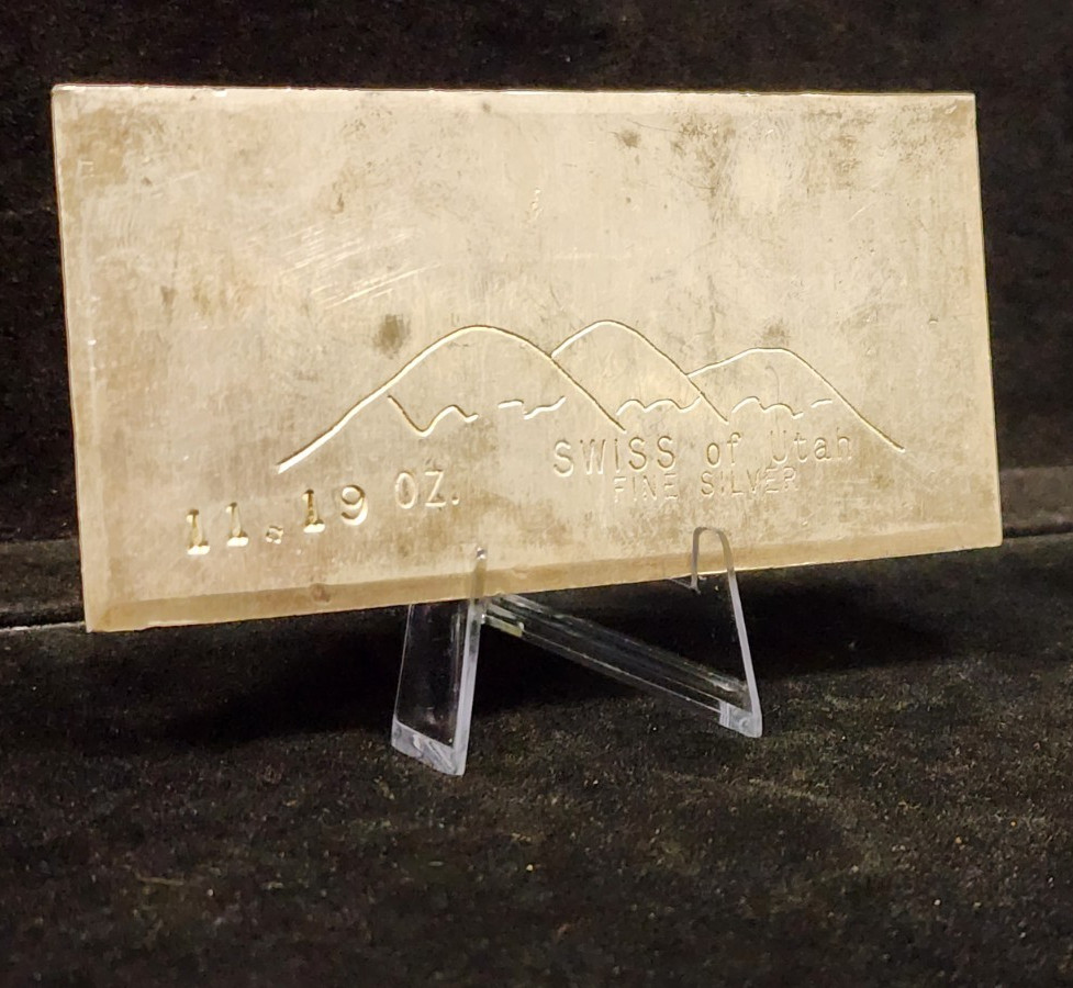 Vintage 11.19 oz Draper Mint Swiss of America - UTAH .999 Extruded Silver Bar