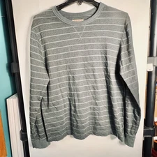 Mossimo Supply Company Gray Striped Long Sleeve Crewneck Shirt Mens XL
