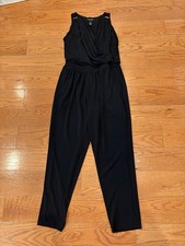 White House Black Market Sleeveless Draped Surplice Jumpsuit   Black   Size 8