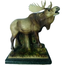 Vintage Ceramic Moose Figurine Heavy Rustic Cabin Lodge Wildlife Decor 9”