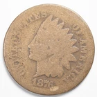 1876 Indian Head Penny Cent About Good (AG)