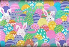 45" 100% cotton Easter fabric "Bunnies & Eggs" by Fabric Traditions