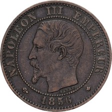 [#639847] France, Napoleon III, 2 Centimes, 1856, Strasbourg, Bronze, EF