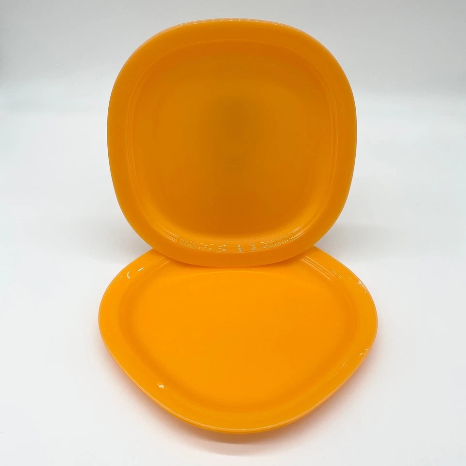 Tupperware Impressions Orange Luncheon Plates Set of 4 Retro Kitchenware - Image 3 of 4