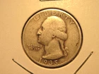 1935 WASHINGTON QUARTER, SILVER, FREE SHIPPING (#737D)