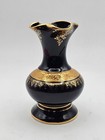 Vintage Limoges 6in Ruffle Vase Cobalt Blue Castel 22k Gold Porcelain — photo 4