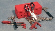 Set of Tools with Tool Box, Dolls House Miniature, Garage Shed Accessories