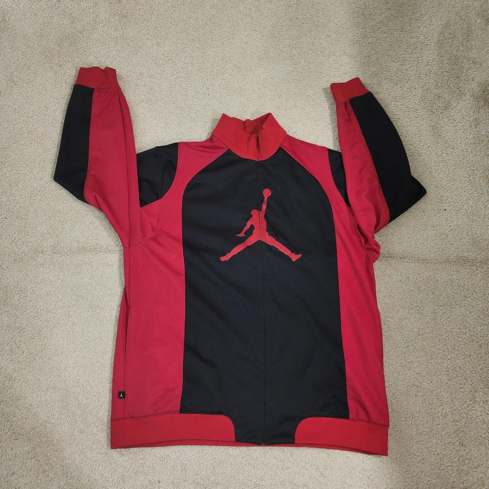 Chaqueta Nike Jordan Para Hombre 2XL Roja Negra Cremallera Completa Pista Jumpman Logo Calentamiento Foto 4 de 4