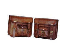 Motorcycle Side Pouch Brown Leather Side Pouch Saddlebags Saddle Panniers 2Bag 