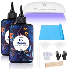 KISREL UV Resin Kit 22 Lamp Beads Light - Larger Size And 200g Upgraded Hard