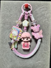 Cute Pink Kawaii Braided Charm Strap Keychain Bag Charm Handmade Style