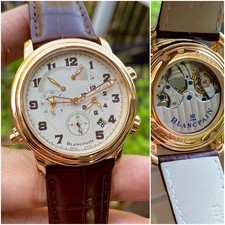 Blancpain Leman Reveil GMT "Alarm". 2041-3642M-53B. 18K Rose Gold. Msrp $38K