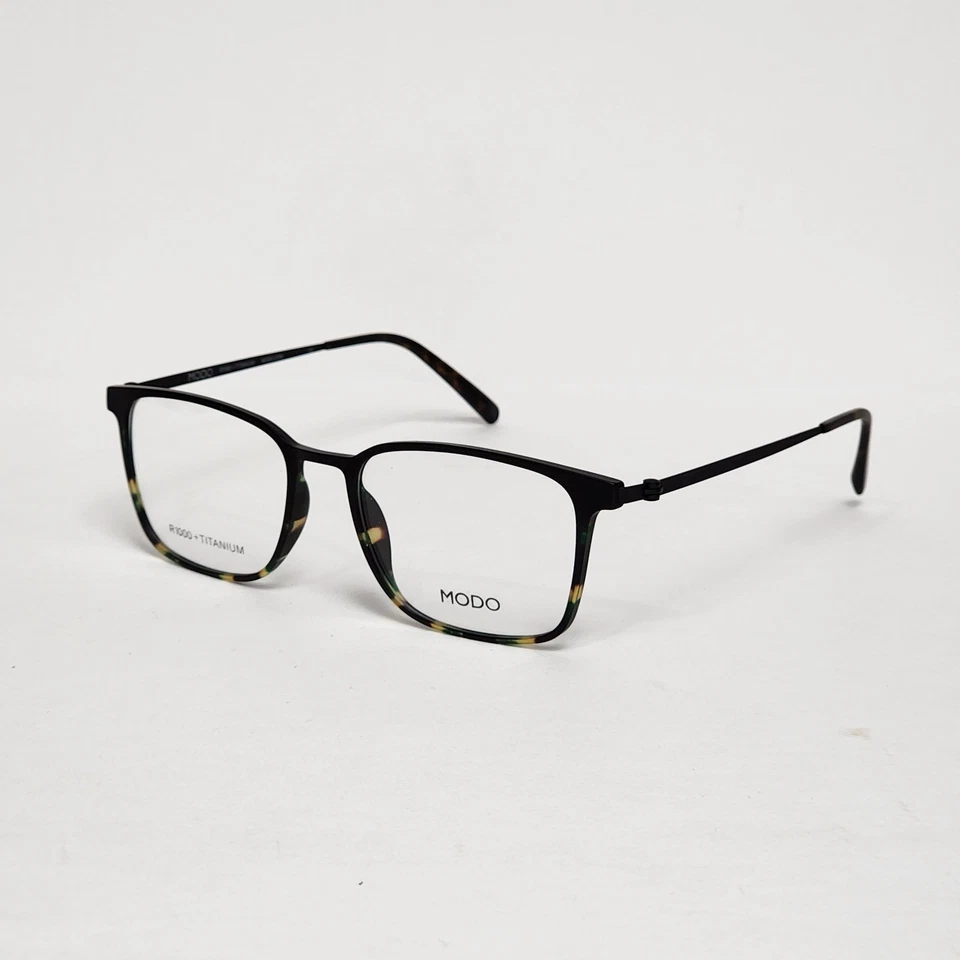 Gafas cuadradas de titanio ultraligeras MODO 7023 para hombre en negro mate/grn tort | 52 mm Foto 2 de 4