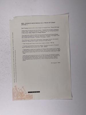 Neil Young Pressemitteilung Original 'Piece Of Crap' 9. August 1994