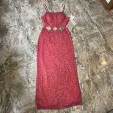 RARE 90s Y2K Scala NWT 100 Silk Formal Open Back Beaded Sequin Mermaid Gown