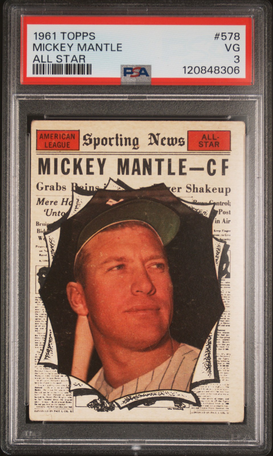 1961 TOPPS AS #578 MICKEY MANTLE PSA 3
