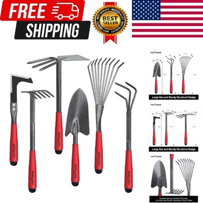 6-Piece Garden Tool Set, Heavy Duty Gardening Hand Tools,Includes Trowel, Rak...