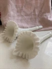 Lot Of 2 Fenton Hobnail Milk Glass Epergne Vase Vintage Ruffled   8 1/2"