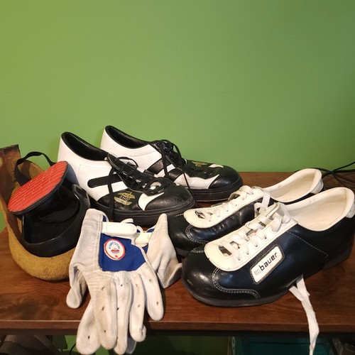 Vintage Curling Shoes Gloves Men Women Made In Canada Sleeve Sliders Bauer Bally