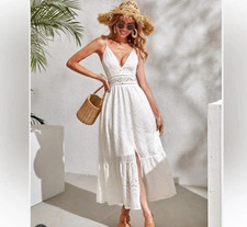 Simplee Womens Eyelet Maxi Sundress Dress Siz...