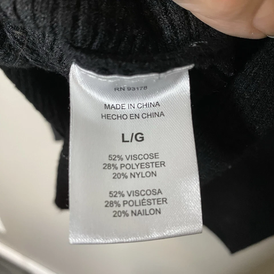 Joan Vass 女式黑色毛衣短针织 Dolman 袖船领大号 — 第 4/4 张图片