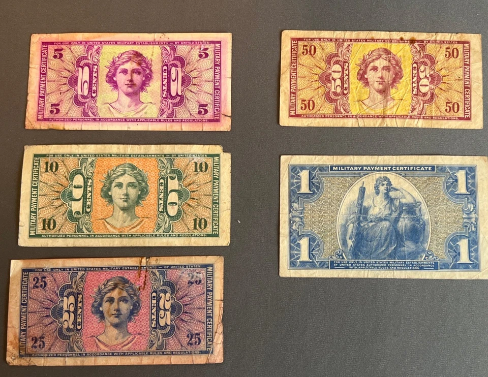 Series 541 $1 & 5-50 Cent US Military Payment Certificate.  Lot of 5 Notes - Image 4 of 4