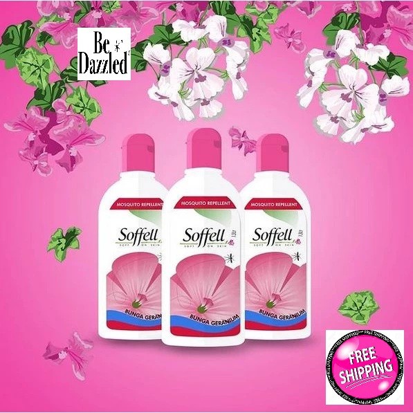 Loción REPELENTE DE MOSQUITOS Soffel Geranio Muy Buen Olor Flor No Adhesiva