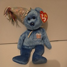 Ty Beanie Baby September w/Party Hat Birthday Bear.