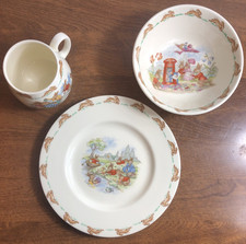 Royal Doulton Bunnykins Fine Bone China 3-Piece Set Plate, Bowl, Cup England