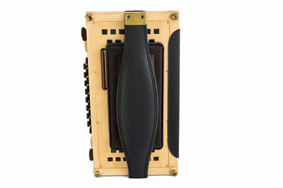 Steirische Harmonika Bassbodenleder Variante 3 mit Ledereinsatz schwarz