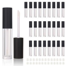 26 PCS 4ml Black Round Empty Lip Gloss Tubes Wand Bottle Containers Bulk DIY