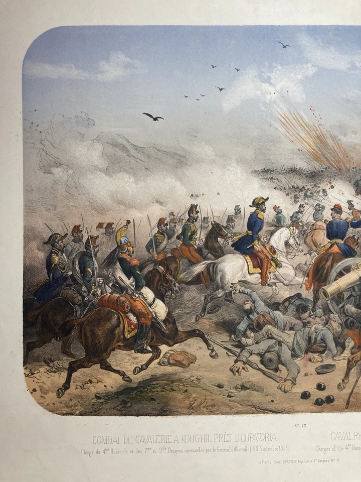 LITHOGRAPHIE Bataille de Kanghil 1855 Guerre de Crimée (KOUGHIL). Victor Adam. - Photo 3/4