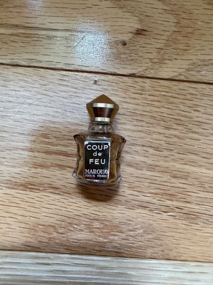 Vintage 1950s Marquay Coup De Feu Perfume Bottle & Pouch France Crystal Mini