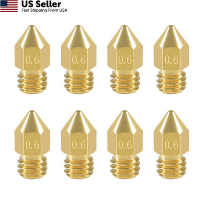 Aokin 8 Pcs 0.6mm MK8 Extruder Nozzles 3D Printer for Creality