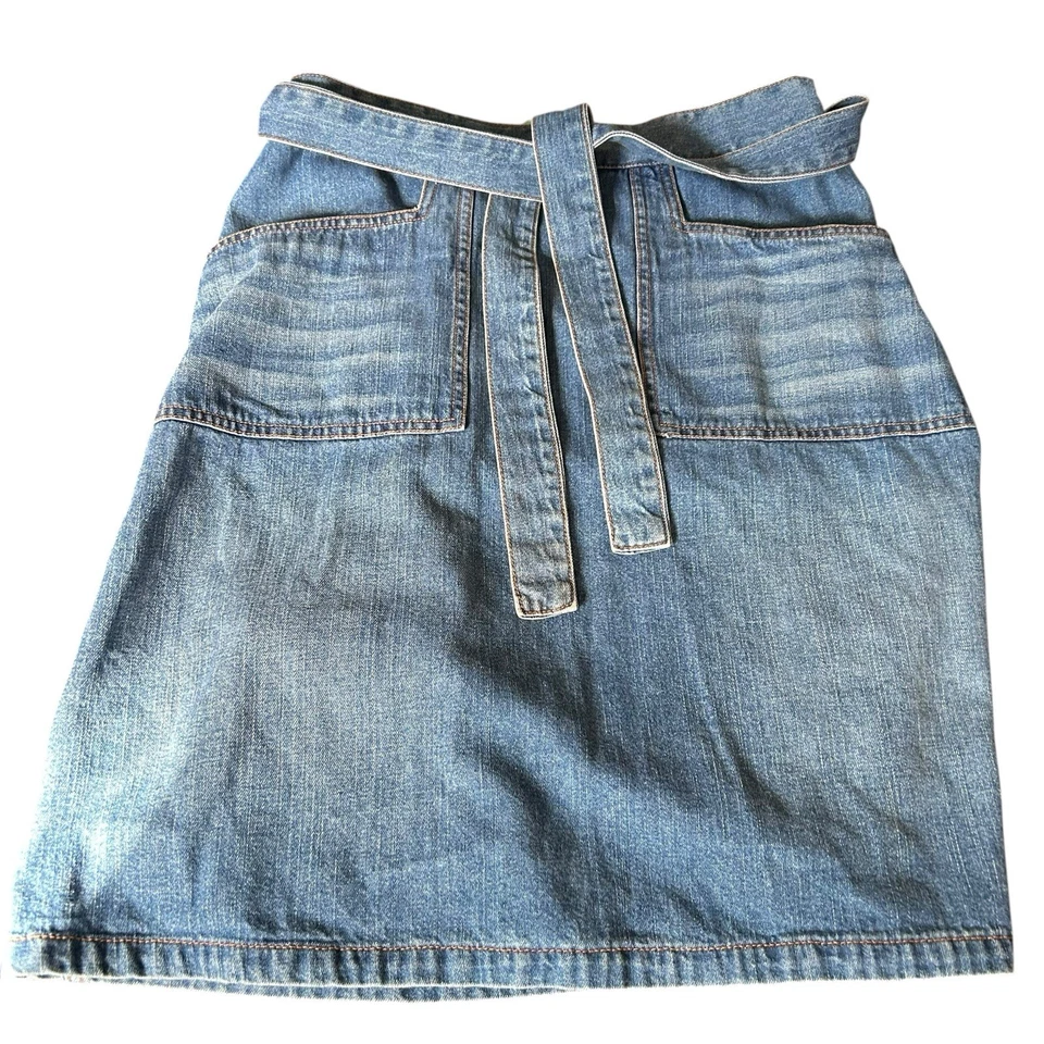 Paul Frank Denim Falda Envolvente Mediana Floral Forro Retro Años 70 Hippie Modesto Columna Foto 4 de 4