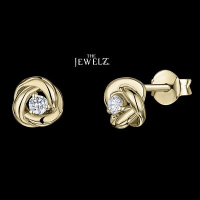 14K Gold 0,05 ct VS/F-G Diamant kleine Liebesknoten Ohrstecker - The Jewelz