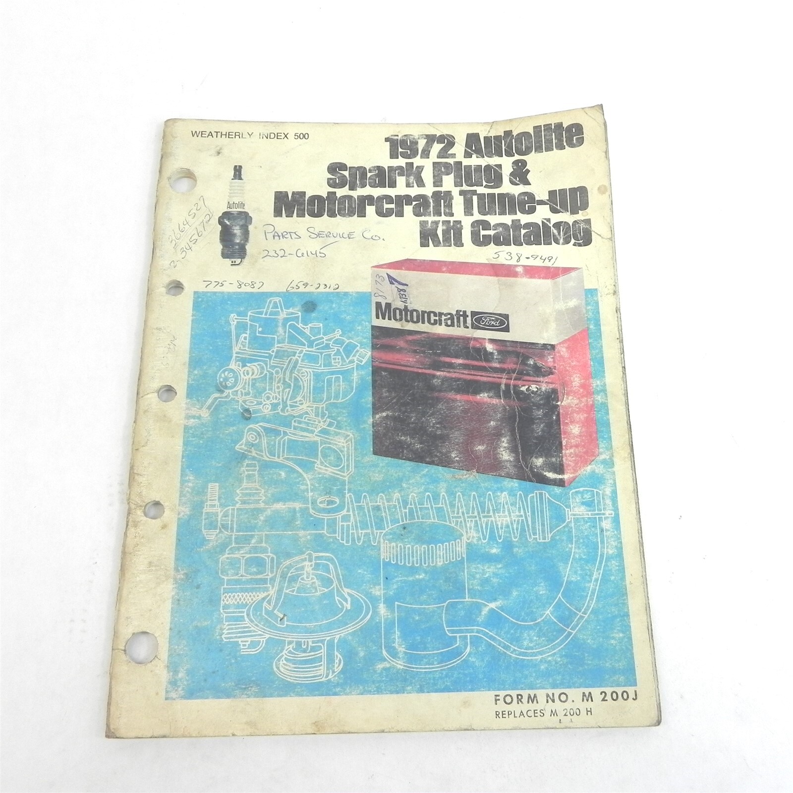 VINTAGE 1972 AUTOLITE SPARK PLUG  MOTORCRAFT TUNE UP KIT CATALOG 
