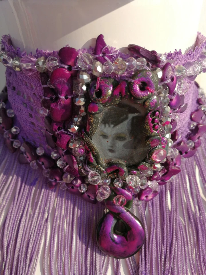 Gargantilla Mujer Joyería Moda Collar Collar Medallón Camafeo Cuello Bordado Foto 4 de 4