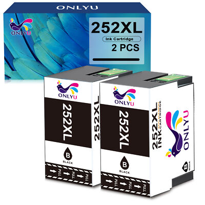 2Pcs T252XL 252XL Black Ink Cartridges For Epson WorkForce WF-3630 7620 7110 721