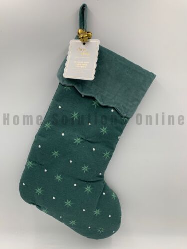 Pottery Barn Kids Chris Loves Julia Scallop Christmas Stocking Green Star #8961N