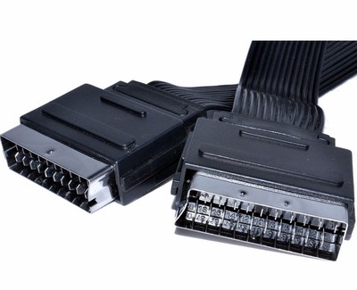 Scart Ribbon 10m HQ 21 Pin Scart Plug To Scart Plug Lead Low Profile TV LED Flat ...